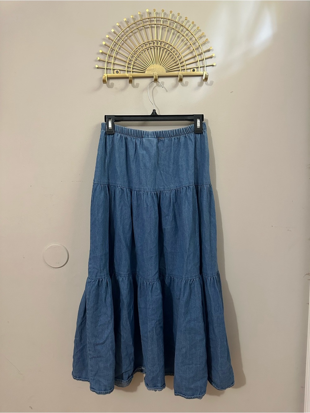 Vintage Tiered Denim Maxi Skirt - Picture 2 of 4